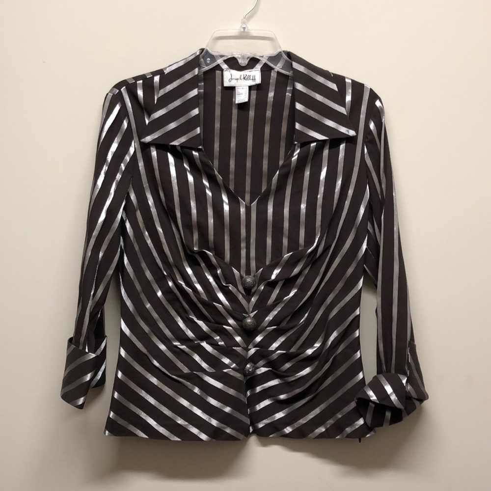 Joseph Ribkoff size 12, brown top w/silver